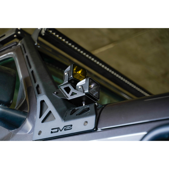 DV8 Offroad 2018-2026 Jeep Gladiator JT Wrangler JL JLU A-Pillar Dual Light Pod Mounts Model LBJL-11