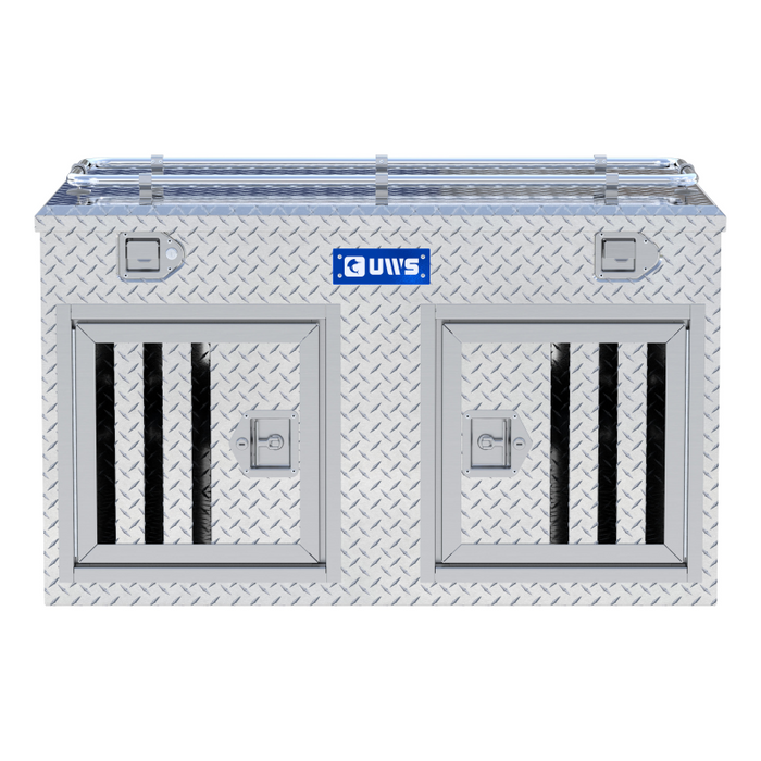 UWS Bright Aluminum 48" x 48" Double-Door Dog Box with Full Enclosure & Storage Model DB-4848N
