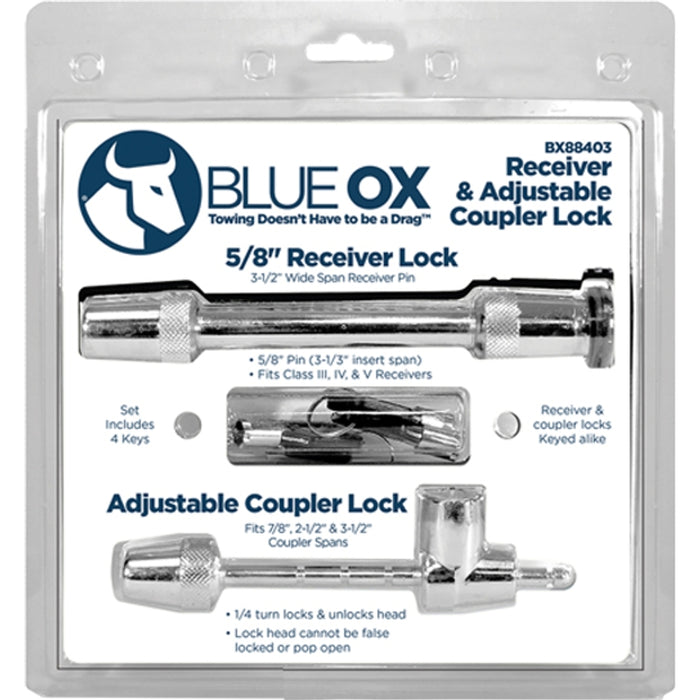 Blue Ox KIT, PIN STYLE COUPLER LOCK AND 5/8 X 3 1/2 RECEIVER LOCK Model BX88403