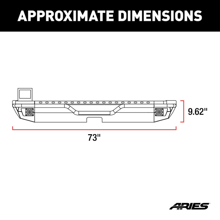 ARIES TrailChaser Jeep Wrangler JL Steel Rear Bumper with LED Lights Model 2082081