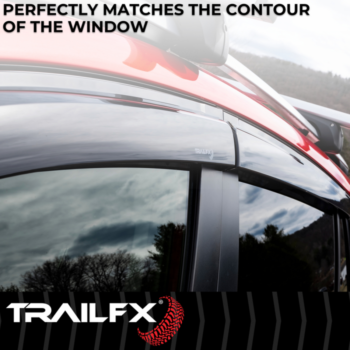 TrailFX Low Profile Side Window Deflector Fits Front And Rear Tape-On Smoke Acrylic Set Of 4 Model 4231H