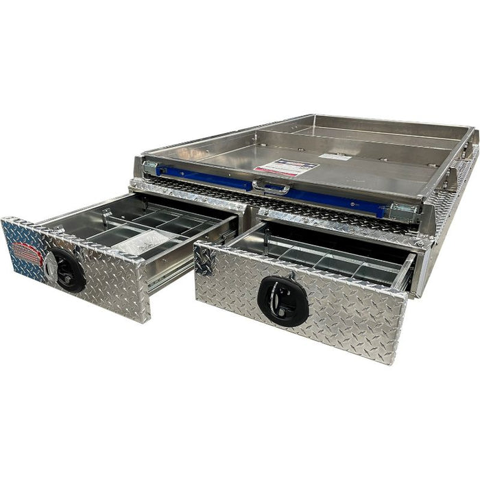 ATB Bed Pack Tool Box Double Drawer With Slide Out Tray Heavy Duty Alu ...