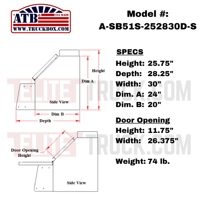 ATB Step Saddle Box 25"H x 28"D x 30"W Drop Open Door Model A-SB51S-252830D-S