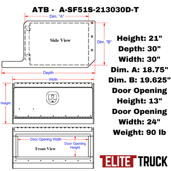 ATB Step Frame Box 27"H x 30"D x 34"W Single Drop and Bottom Open Door Model A-SF51S-273034D-T