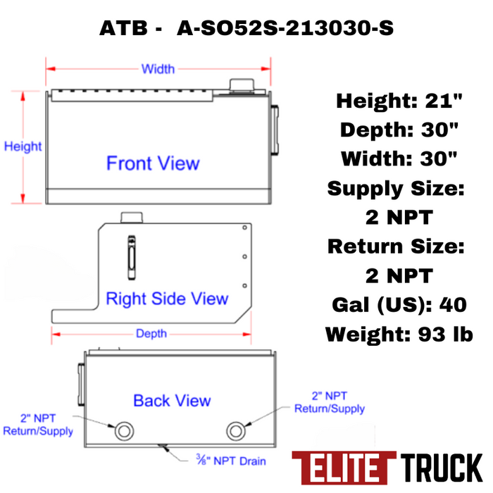 ATB Step Oil Reservoir Tank 21"H x 30"D x 30"W Model A-SO52S-213030-S