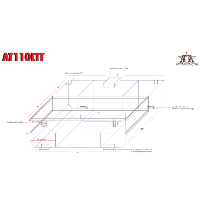 ATTA 110 Gallon Diesel Auxiliary Tank & Toolbox Combo AT110LTT