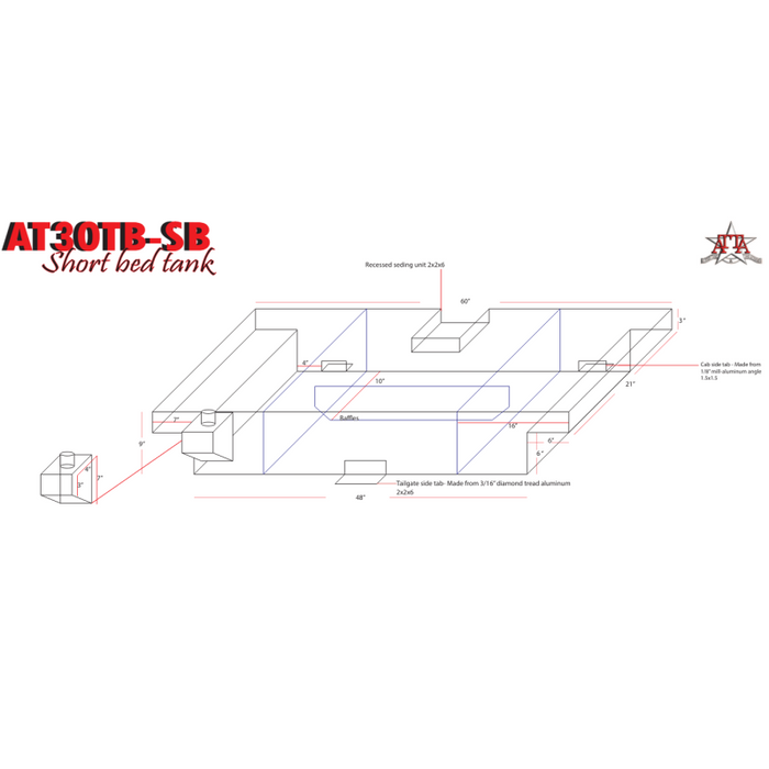 ATTA 30 Gallon Diesel Auxiliary Under Toolbox Tank AT30TB-SB