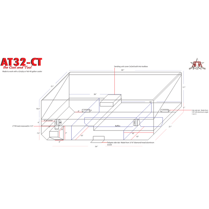 ATTA 32 Gallon Diesel Auxiliary Tank & Toolbox Combo AT32CT