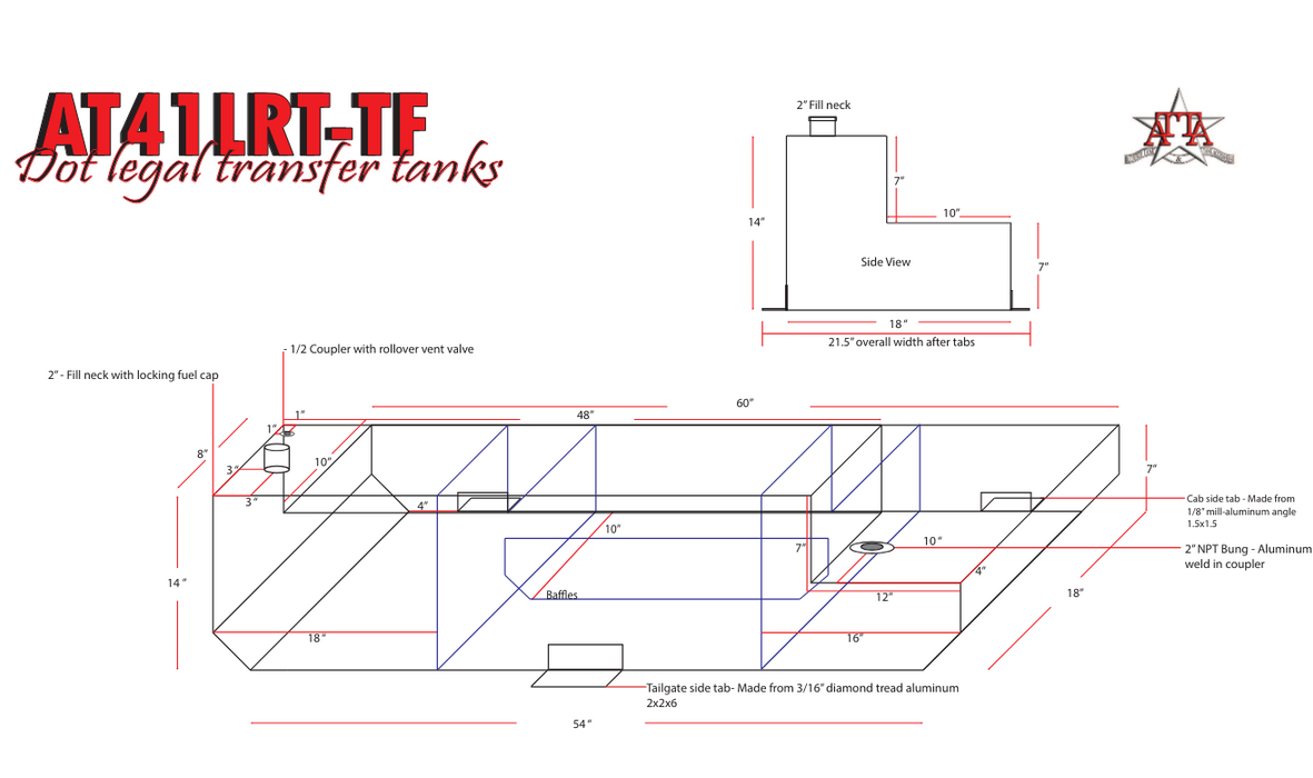 ATTA 41 Gallon Roll-Top Bedcover Transfer Tank AT41LRT-TF