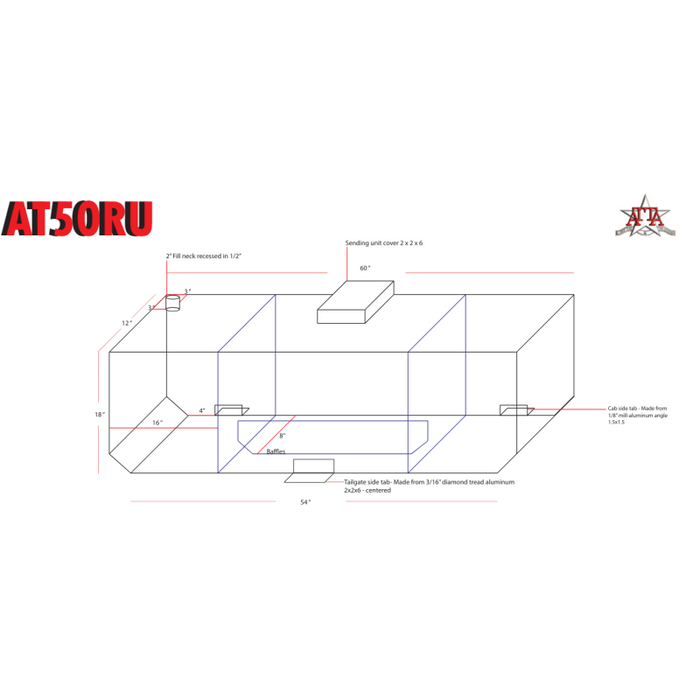 ATTA 50 Gallon Diesel Auxiliary Fuel Tank AT50RU