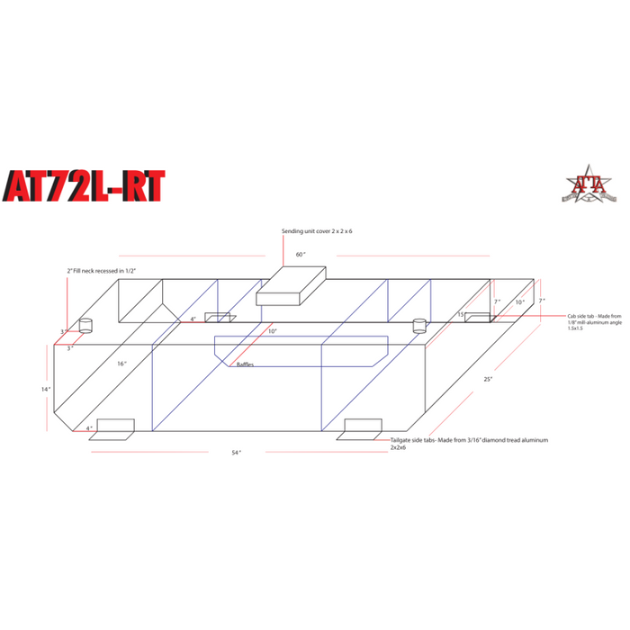 ATTA 72 Gallon L-shaped Auxiliary Tank AT72LRT