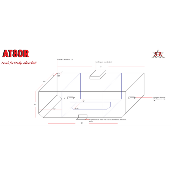 ATTA 80 Gallon Rectangular Auxiliary Diesel Tank AT80R