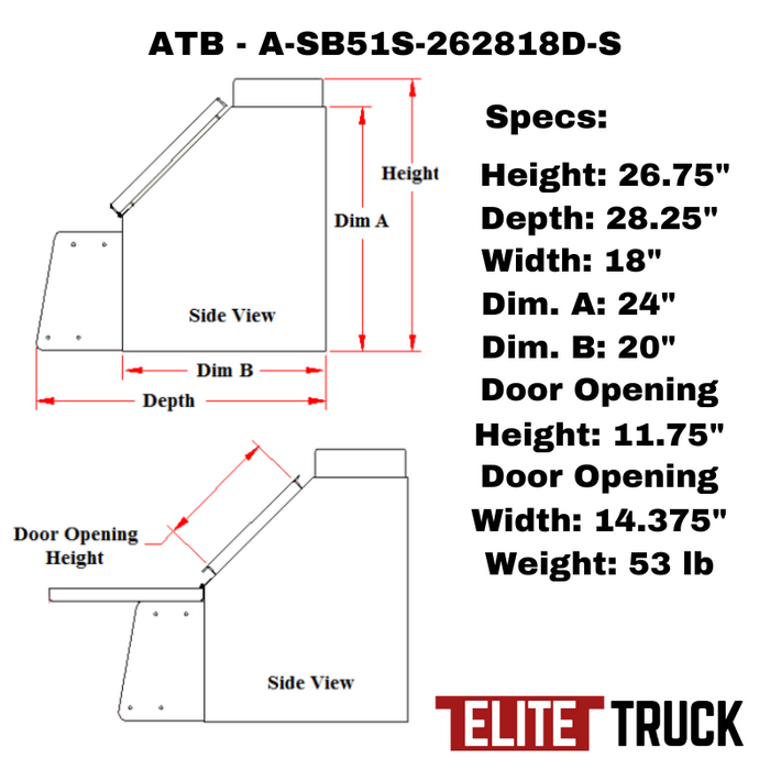 ATB Step Saddle Box 26"H x 28"D x 18"W Drop Open Door Model A-SB51S-262818D-S