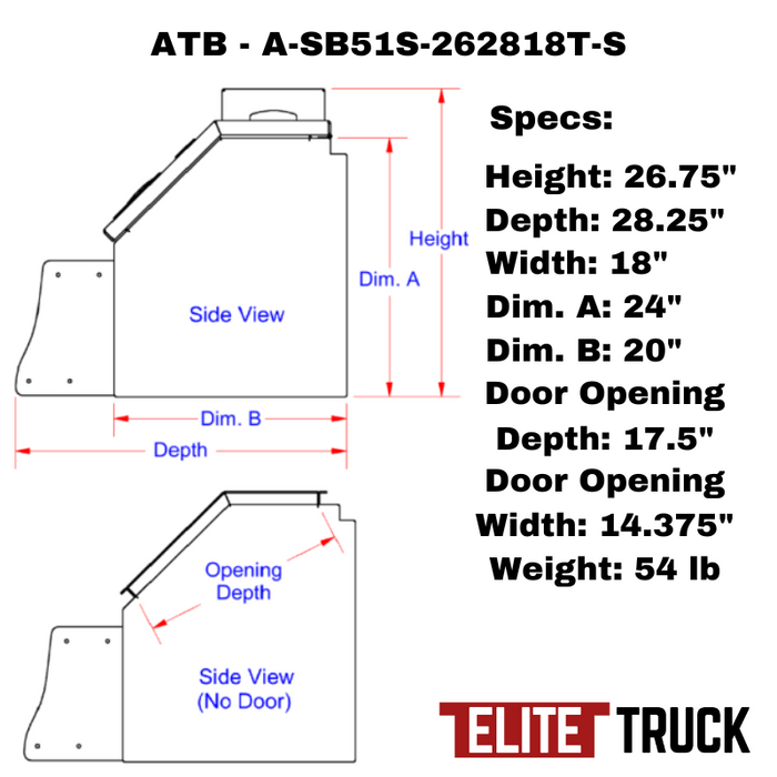 ATB Step Saddle Box 26"H x 28"D x 18"W Swing Up Door Model A-SB51S-262818T-S
