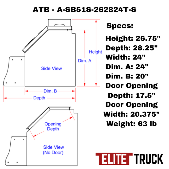 ATB Step Saddle Box 26"H x 28"D x 24"W Swing Up Door Model A-SB51S-262824T-S
