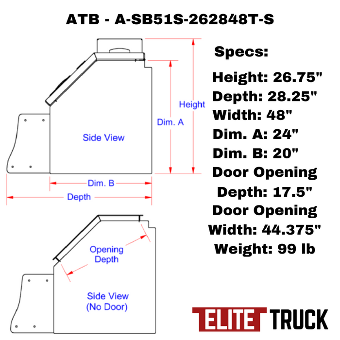 ATB Step Saddle Box 26"H x 28"D x 48"W Swing Up Door Model A-SB51S-262848T-S