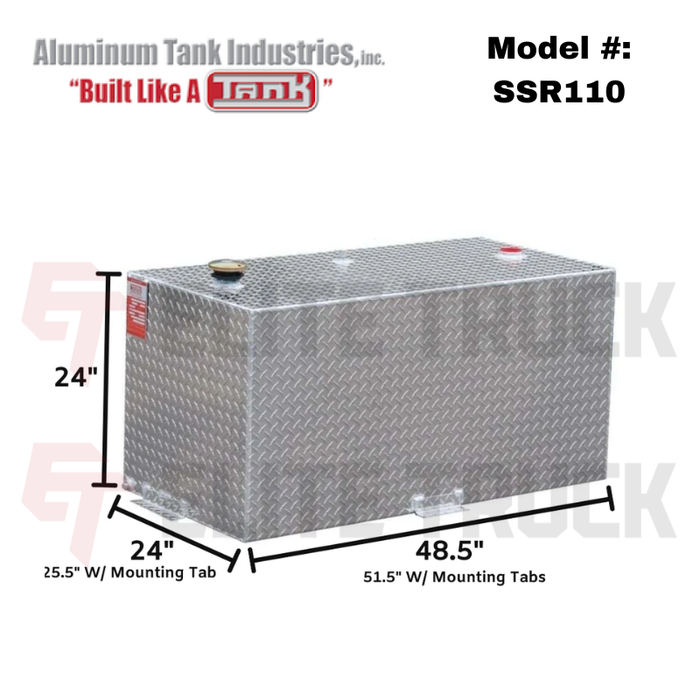 ATI 110 Gallon Rectangle Transfer Tank Severe Series .190 Aluminum Model # SSR110
