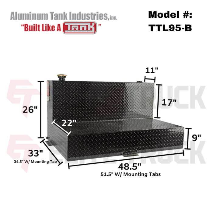 ATI 95 Gallon L Shaped Transfer Tank Black Aluminum Model # TTL95-B