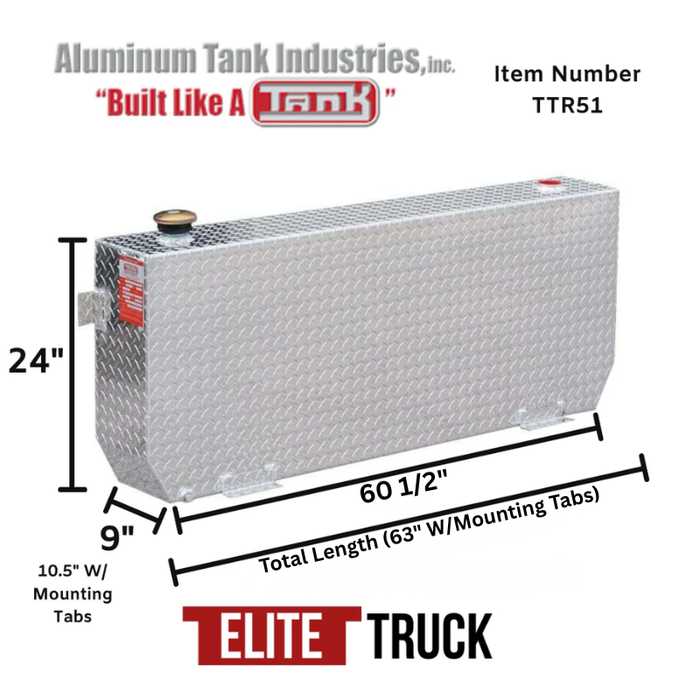 ATI 51 Gallon Rectangle Transfer Tank Bright Aluminum Model # TTR51