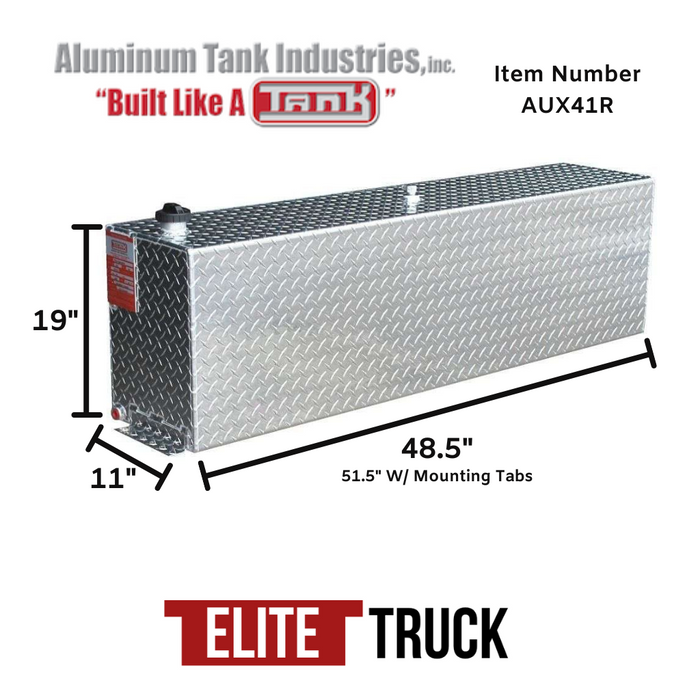 ATI 41 Gallon Diesel Rectangle Auxiliary Tank Bright Aluminum Model # AUX41R
