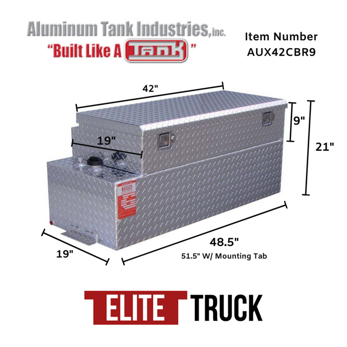 ATI 42 Gallon Diesel Auxiliary Tank/Toolbox Combo - 9" Height Toolbox Bright Aluminum Model # AUX42CBR9