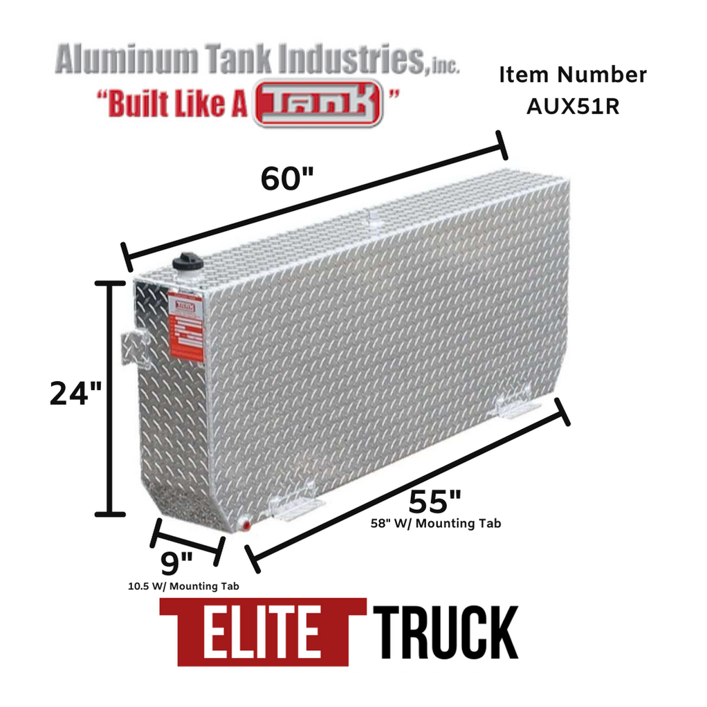 ATI 51 Gallon Diesel Rectangle Auxiliary Tank Bright Aluminum Model ...