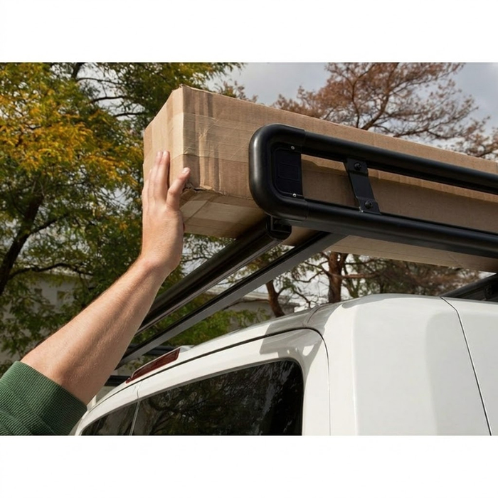 Prime Design AluRack  Aluminum Roof Rack for Ford E Van with Roller Black Model AR1301-S-BLK