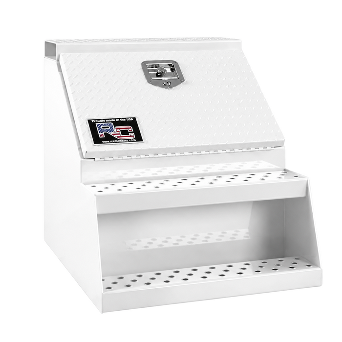 RC Industries B-Series Step Box 18x24x28 .125 Smooth Aluminum With Stainless Lift up Door Textured Black, Gloss White, Gloss Black Finish Model BX182428.KBL