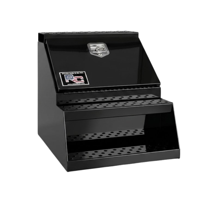 RC Industries B-Series Step Box 18x24x28 .125 Smooth Aluminum With Stainless Lift up Door Gloss Black Model BX182428.KGL