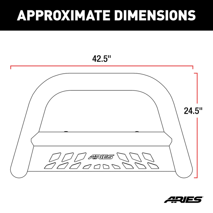 ARIES 3" Black Steel Bull Bar, Fits Select Chevrolet, GMC Model B35-4001