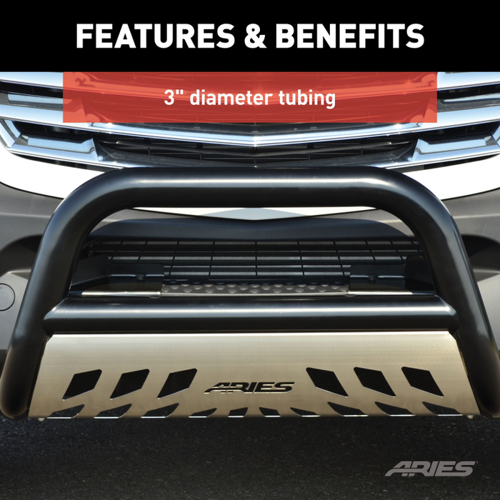 ARIES 3" Black Steel Bull Bar, Fits Select Chevrolet, GMC Model B35-4001