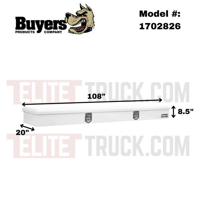 Buyers Products Top Mount Service Body Box 108x20 White 14 Gauge Steel Model 1702826
