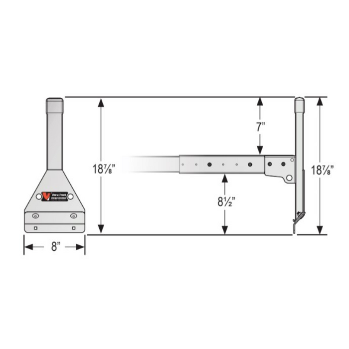 Vantech 2-Bar Black Steel (70"- 78") Side Mount Rack System Box Truck / Trailer Model C46002178B