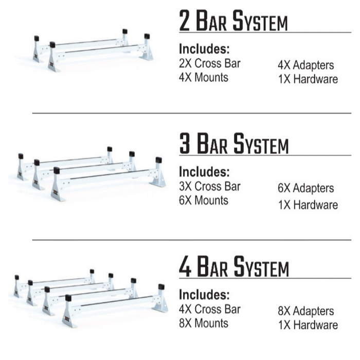 Vantech 3-Bar White Aluminum (82"- 90") Top Mount Rack System Box Truck / Trailer Model C46003359W