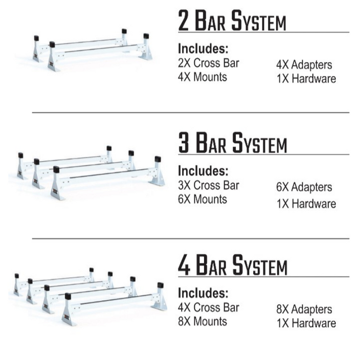 Vantech 4-Bar White Steel (94"- 102") Top Mount Rack System Box Truck / Trailer Model C46004360W