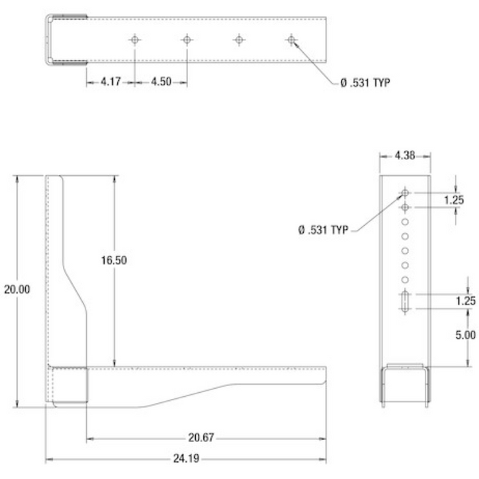 Buyers Products Pro Series Gloss Black Structural Steel Mounting Brackets, For Use With 18x18 Underbody Truck Boxes Model 1701018