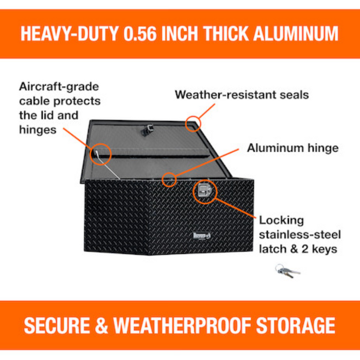 Buyers Products 49 Inch Wide Gloss Black Diamond Tread Aluminum Trailer Tongue Truck Box Model 1721388