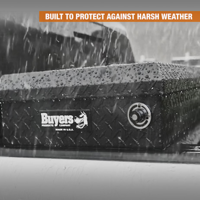 Buyers Products 18x27x71 Inch Gloss Black Diamond Tread Aluminum Crossover Truck Box Model 1729445