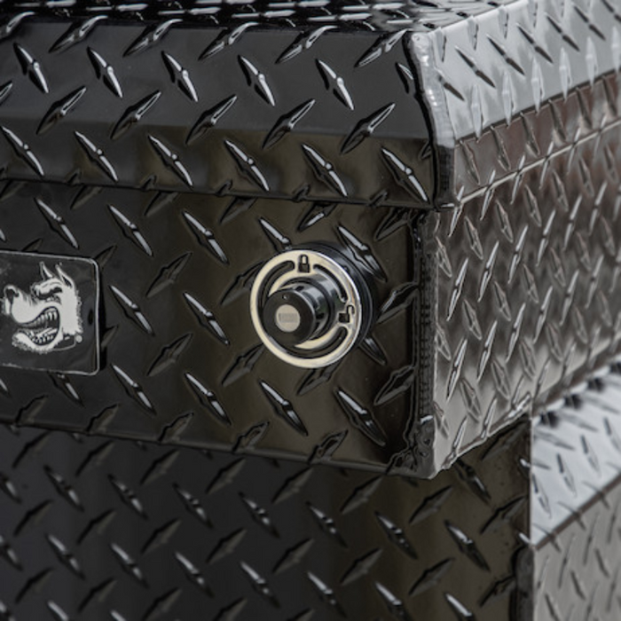 Buyers Products 18x27x71 Inch Gloss Black Diamond Tread Aluminum Crossover Truck Box Model 1729445