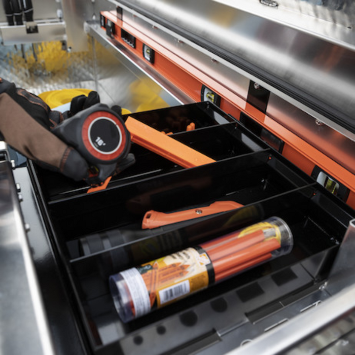 Buyers Products 18x27x71 Inch Gloss Black Diamond Tread Aluminum Crossover Truck Box Model 1729445