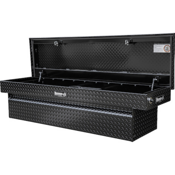 Buyers Products 18x27x71 Inch Gloss Black Diamond Tread Aluminum Crossover Truck Box Model 1729445