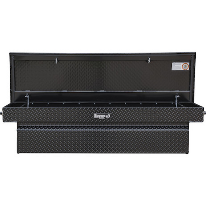 Buyers Products 18x27x71 Inch Gloss Black Diamond Tread Aluminum Crossover Truck Box Model 1729445