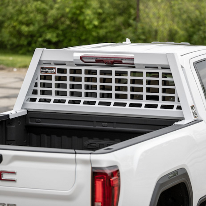 Buyers Products 20.20-inch Tall Gloss White Heavy-Duty Steel GuardDogg Pickup Truck Headache Rack Bundle with Mounting Brackets Model 851305
