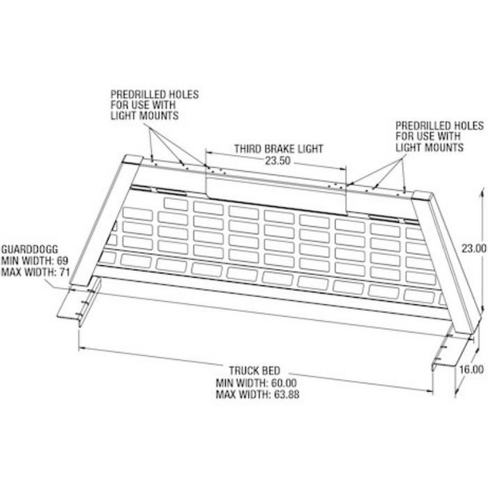 Buyers Products 23.00-inch Tall Gloss White Heavy-Duty Steel GuardDogg Pickup Truck Headache Rack Bundle with Mounting Brackets Model 851405
