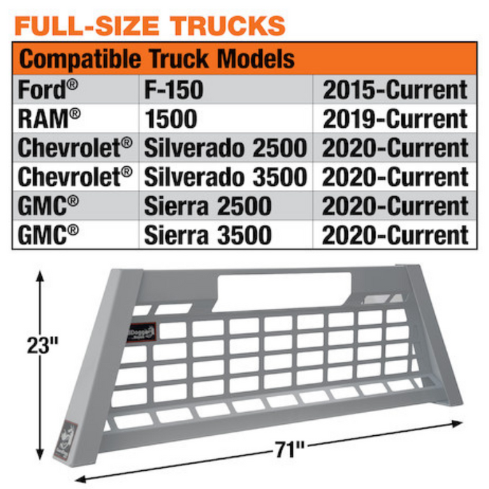Buyers Products 23.00-inch Tall Gloss White Heavy-Duty Steel GuardDogg Pickup Truck Headache Rack Bundle with Mounting Brackets Model 851405