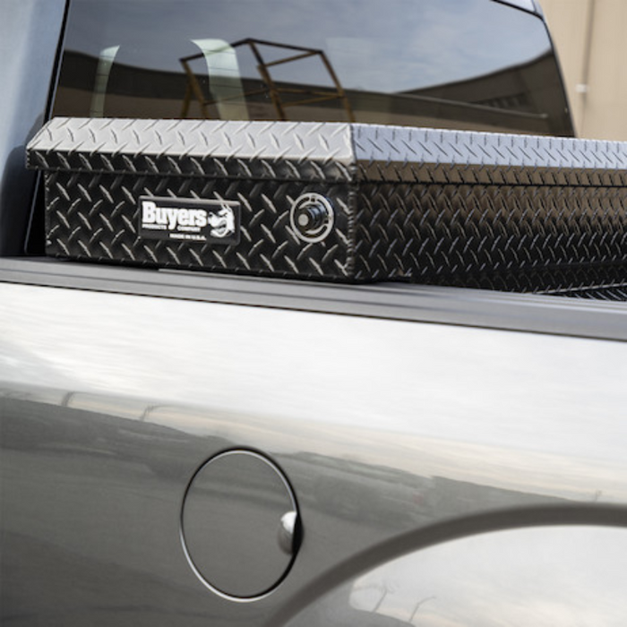 Buyers Products 23x27x71 Inch Gloss Black Diamond Tread Aluminum Crossover Truck Box Model 1729450