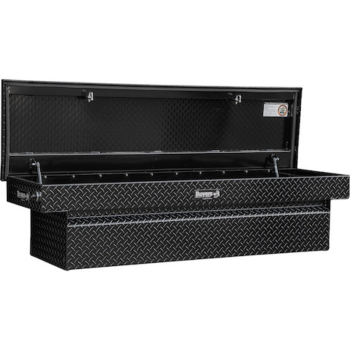 Buyers Products 23x27x71 Inch Gloss Black Diamond Tread Aluminum Crossover Truck Box Model 1729450