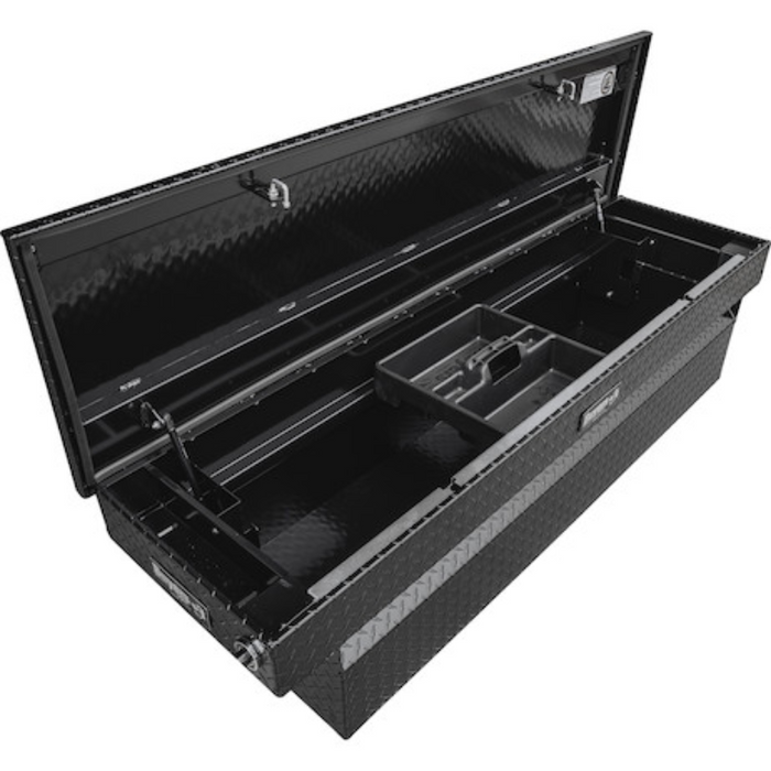 Buyers Products 23x27x71 Inch Gloss Black Diamond Tread Aluminum Crossover Truck Box Model 1729450