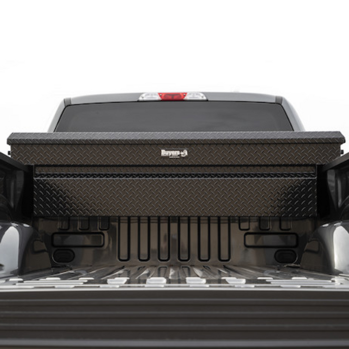 Buyers Products 23x27x71 Inch Gloss Black Diamond Tread Aluminum Crossover Truck Box Model 1729450