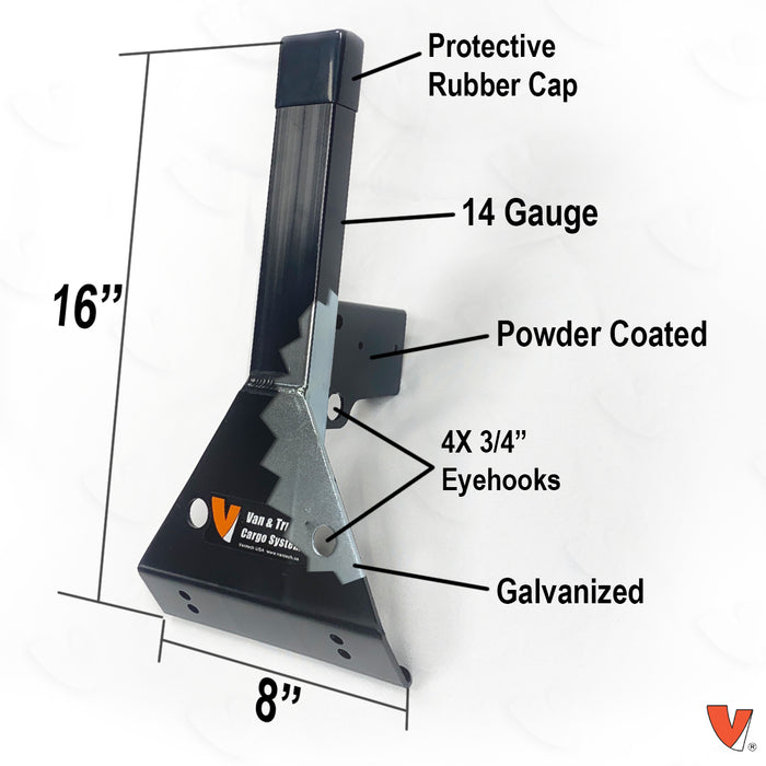 Vantech 2-Bar Black Steel (70"- 78") Side Mount Rack System Box Truck / Trailer Model C46002178B